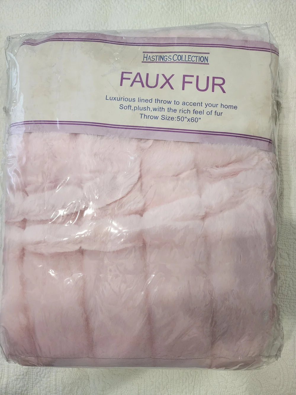 Faux Fur Throw Blanket - Blush Pink